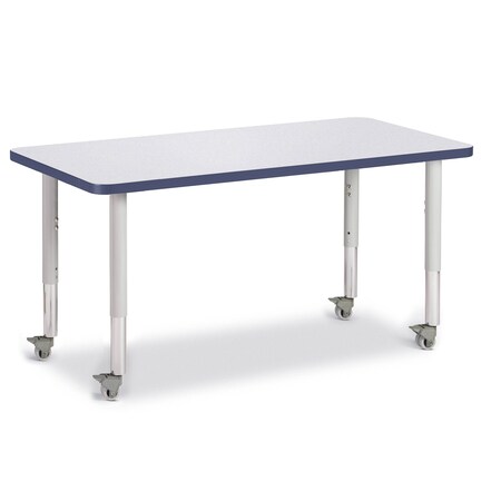 Jonti-Craft Berries Rectangle Activity Table, 24 in. x 48 in., Mobile, Freckled Gray/Navy/Gray 6403JCM112